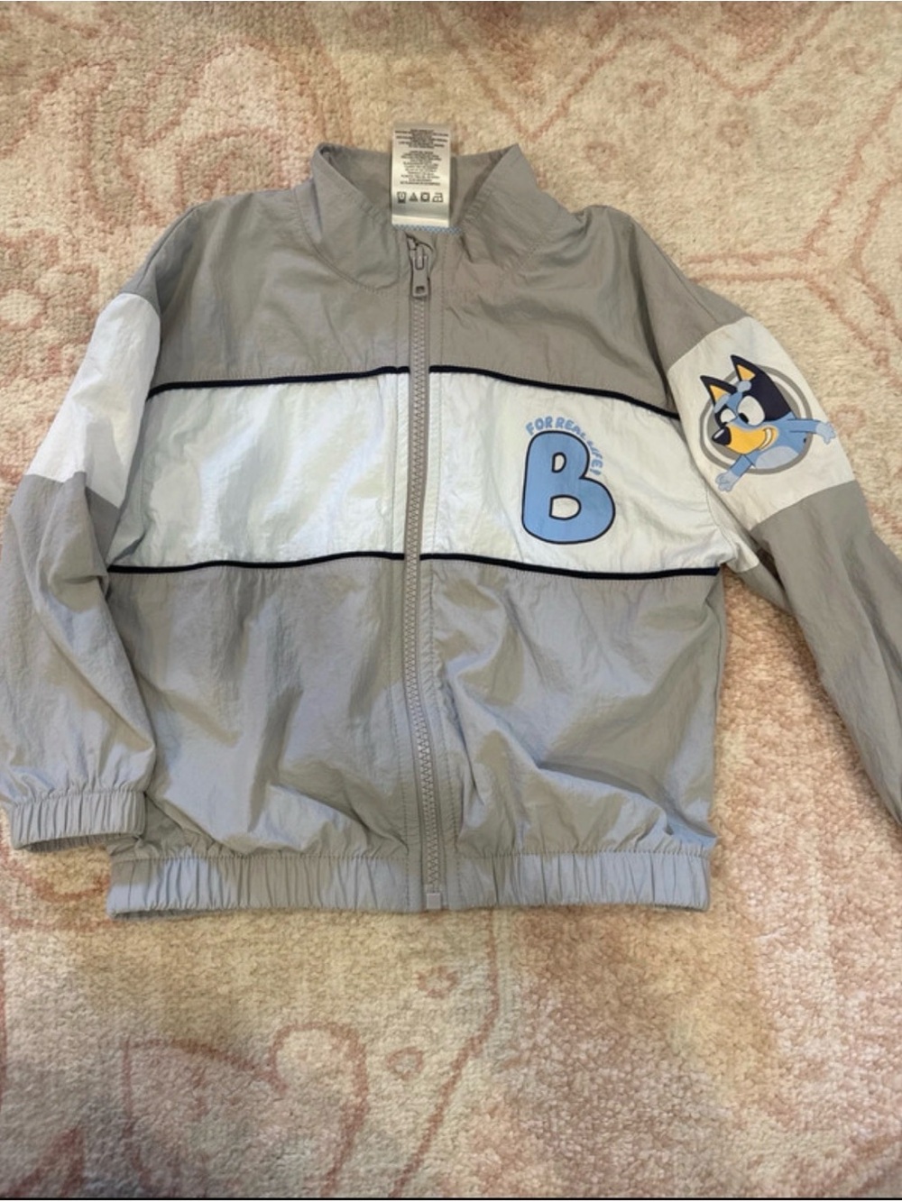 Kids Gray and White Windbreaker Bluey Jacket